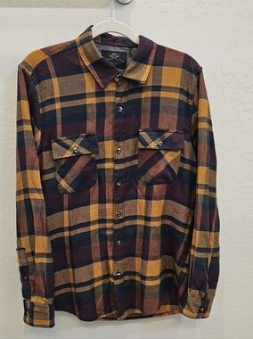 Men's MBX Plaid Button-Down Shirt - Mustard, Navy & Burgundy